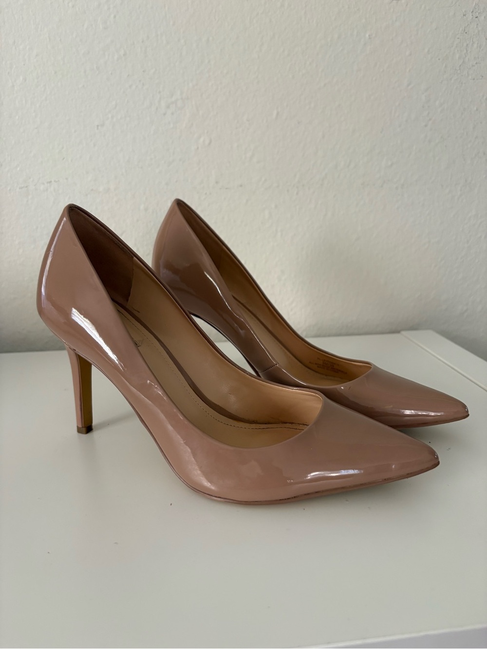 Classic Patent Pointed-Toe Pumps in Nude